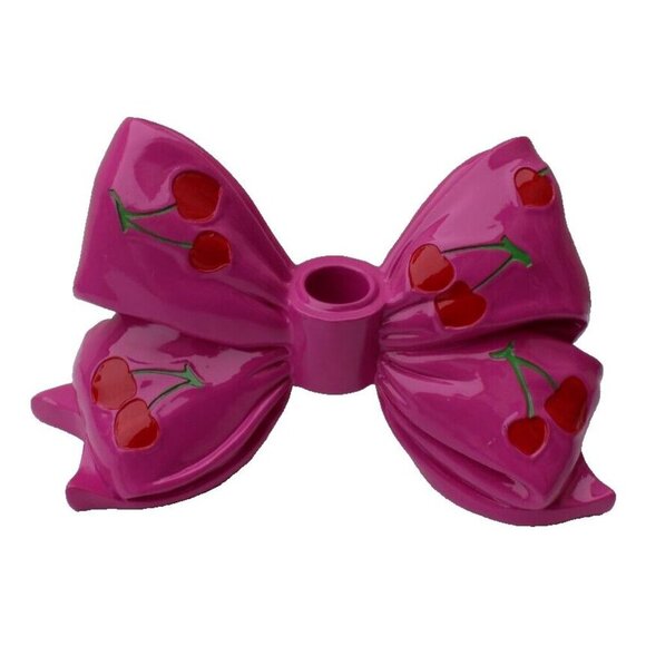 New Purple Cherry Bow Bowknot Bowtie Candlestick Holder Girly Valentine’s Day - Picture 1 of 2